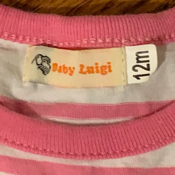 Baby Luigi | Pink and White Striped Dress with Pockets - Picture 3 of 3